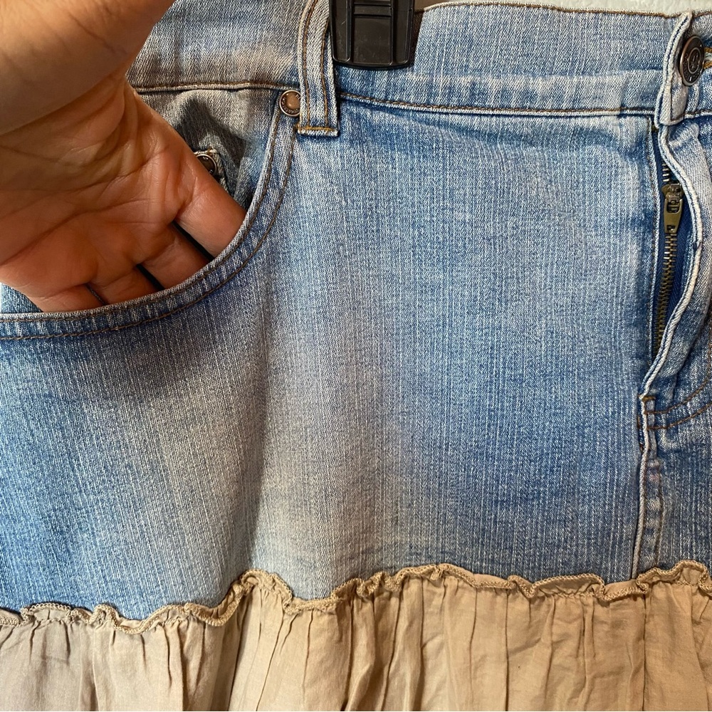 NY Collection Denim Mixed Media Tiered Skirt Womens Size 1X - Picture 4 of 6